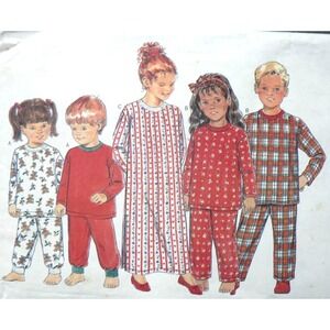 Vintage Butterick Sewing Pattern 4695 Children's Pajamas Pants Top Gown Size 6-8